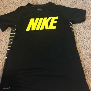 Nike drifit black t-shirt with Neon Yellow symbol
